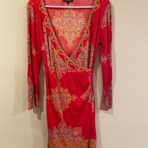 Hale Bob Pink and Purple Floral-Print Silk Dress